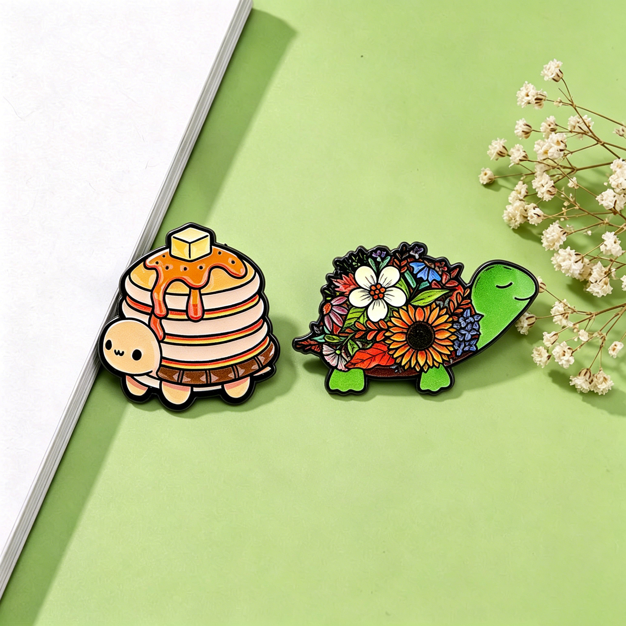 Supply Florist - Pancake & Flower Turtle Enamel Pins
